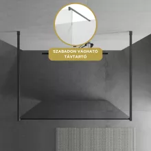 HD Arlo Light Gun Grey szabadonálló Walk-In zuhanyfal 8 mm vastag vízlepergető biztonsági üveggel, 200 cm magas, két távtartóval