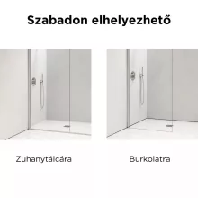 HD Arlo Light Gun Grey szabadonálló Walk-In zuhanyfal 8 mm vastag vízlepergető biztonsági üveggel, 200 cm magas, két távtartóval