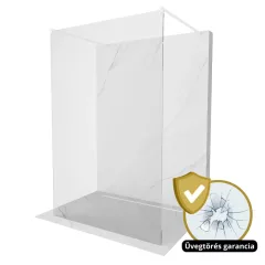   HD Arlo Light White szabadonálló Walk-In zuhanyfal 8 mm vastag vízlepergető biztonsági üveggel, 200 cm magas, két távtartóval
