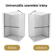 HD Arlo+ Black Walk-In zuhanyfal, 110x200 cm, 8 mm vastag vízlepergető biztonsági üveggel, 200 cm magas, fekete profillal és távtartóval