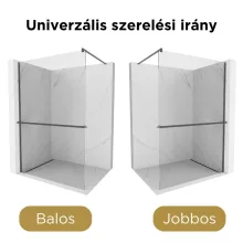 HD Arlo+ Gun Grey Walk-In zuhanyfal, 110x200 cm, 8 mm vastag vízlepergető biztonsági üveggel, 200 cm magas, szürke profillal és távtartóval