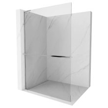 HD Arlo+ "L" Walk-In zuhanyfal, 90x200 cm, 8 mm vastag vízlepergető biztonsági üveggel, 200 cm magas, króm profillal és "L" stabilizátorral