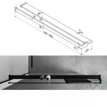 HD Arlo+ "L" Black Walk-In zuhanyfal, 100x200 cm, 8 mm vastag vízlepergető biztonsági üveggel, 200 cm magas, fekete profillal és "L" stabilizátorral
