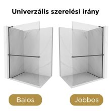 HD Arlo+ "L" Black Walk-In zuhanyfal, 100x200 cm, 8 mm vastag vízlepergető biztonsági üveggel, 200 cm magas, fekete profillal és "L" stabilizátorral