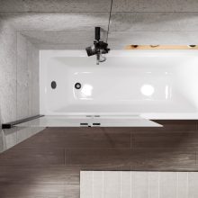 HD Axel Black 100x150 összecsukható 2 szárnyú kádparaván 6 mm vastag vízlepergető biztonsági üveggel, fekete elemekkel