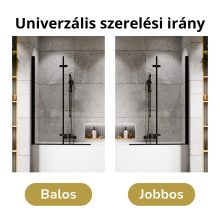 HD Axel Black 100x150 összecsukható 2 szárnyú kádparaván 6 mm vastag vízlepergető biztonsági üveggel, fekete elemekkel