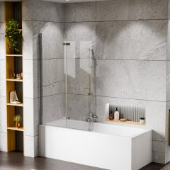   HD Axel Chrome 100x150 összecsukható 2 szárnyú kádparaván 6 mm vastag vízlepergető biztonsági üveggel, krómozott elemekkel