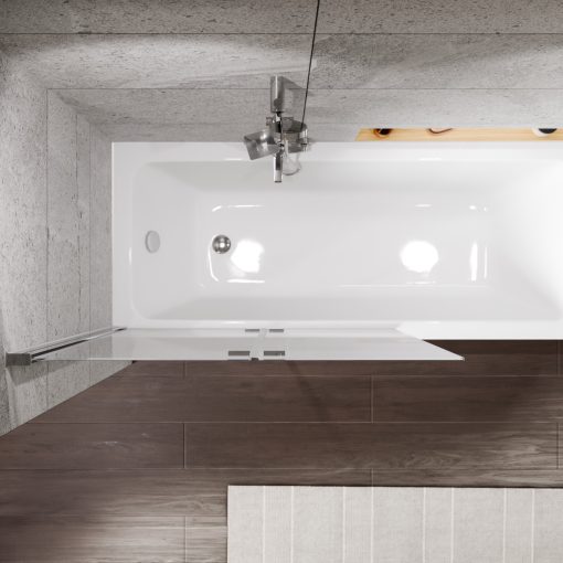 HD Axel Chrome 100x150 összecsukható 2 szárnyú kádparaván 6 mm vastag vízlepergető biztonsági üveggel, krómozott elemekkel