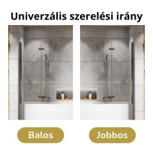 HD Axel Chrome 100x150 összecsukható 2 szárnyú kádparaván 6 mm vastag vízlepergető biztonsági üveggel, krómozott elemekkel