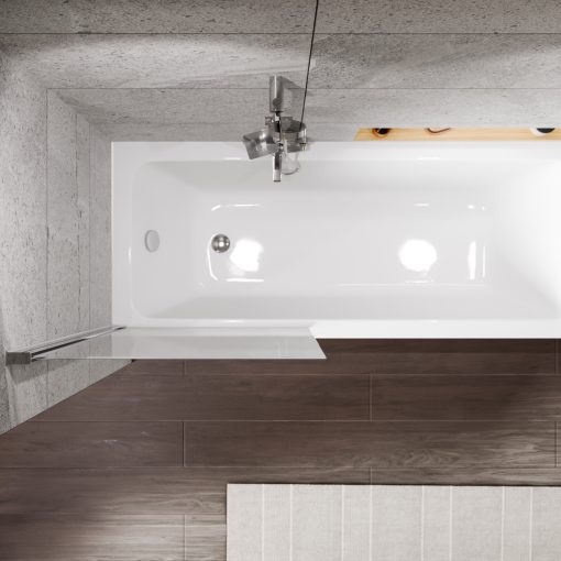 HD Axel Chrome 70x150 kihajtható 1 szárnyú kádparaván 6 mm vastag vízlepergető biztonsági üveggel, krómozott elemekkel