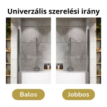 HD Axel Chrome 70x150 kihajtható 1 szárnyú kádparaván 6 mm vastag vízlepergető biztonsági üveggel, krómozott elemekkel