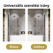 HD Axel Chrome 80x150 összecsukható 2 szárnyú kádparaván 6 mm vastag vízlepergető biztonsági üveggel, krómozott elemekkel