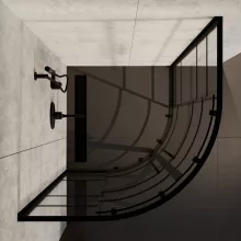 HD Dior+ Black 90x90 íves két tolóajtós zuhanykabin 6 mm vastag vízlepergető biztonsági üveggel, fekete elemekkel, 190 cm magas