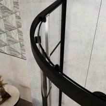 HD Dior+ Black 90x90 íves két tolóajtós zuhanykabin 6 mm vastag vízlepergető biztonsági üveggel, fekete elemekkel, 190 cm magas