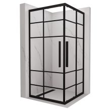 HD Dior+ Black 80x80 szögletes két tolóajtós zuhanykabin 6 mm vastag vízlepergető biztonsági üveggel, fekete elemekkel, 190 cm magas