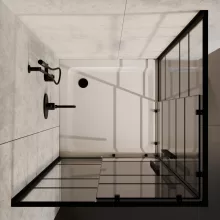 HD Dior+ Black 80x80 szögletes két tolóajtós zuhanykabin fehér magas zuhanytálcával és fekete szifonnal, fekete elemekkel, 190 cm magas