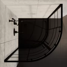 HD Dior Black 80x80 íves két tolóajtós zuhanykabin fekete slim zuhanytálcával és fekete szifonnal, fekete elemekkel, 190 cm magas