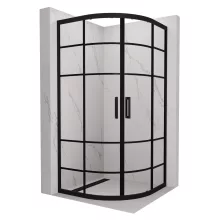 HD Dior Black 80x80 íves két tolóajtós zuhanykabin 6 mm vastag vízlepergető biztonsági üveggel, fekete elemekkel, 190 cm magas