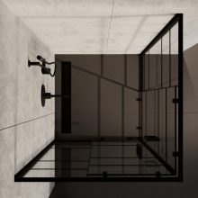 HD Dior Black 100x100 szögletes két tolóajtós zuhanykabin 6 mm vastag vízlepergető biztonsági üveggel, fekete elemekkel, 190 cm magas