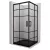   HD Dior Black 80x80 szögletes két tolóajtós zuhanykabin fekete slim zuhanytálcával és fekete szifonnal, fekete elemekkel, 190 cm magas