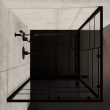 HD Dior Black 80x80 szögletes két tolóajtós zuhanykabin fekete slim zuhanytálcával és fekete szifonnal, fekete elemekkel, 190 cm magas