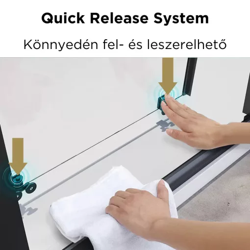 HD Elio+ Black 80x80 íves két tolóajtós zuhanykabin 6 mm vastag vízlepergető biztonsági üveggel, fekete elemekkel, 190 cm magas