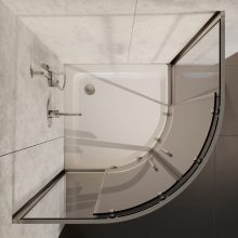 HD Elio+ 80x80 íves két tolóajtós zuhanykabin fehér magas zuhanytálcával és króm szifonnal, krómozott elemekkel, 190 cm magas