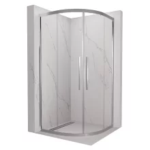 HD Elio+ 80x80 íves két tolóajtós zuhanykabin 6 mm vastag vízlepergető biztonsági üveggel, krómozott elemekkel, 190 cm magas