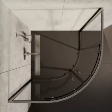 HD Elio+ 80x80 íves két tolóajtós zuhanykabin 6 mm vastag vízlepergető biztonsági üveggel, krómozott elemekkel, 190 cm magas