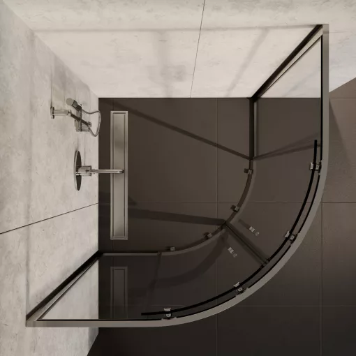 HD Elio+ 80x80 íves két tolóajtós zuhanykabin 6 mm vastag vízlepergető biztonsági üveggel, krómozott elemekkel, 190 cm magas