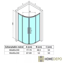 HD Elio+ Gold 90x90 íves két tolóajtós zuhanykabin fekete slim zuhanytálcával és arany szifonnal, arany elemekkel, 190 cm magas