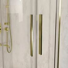 HD Elio+ Gold 80x80 íves két tolóajtós zuhanykabin 6 mm vastag vízlepergető biztonsági üveggel, arany elemekkel, 190 cm magas