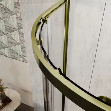 HD Elio+ Gold 80x80 íves két tolóajtós zuhanykabin 6 mm vastag vízlepergető biztonsági üveggel, arany elemekkel, 190 cm magas