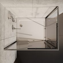 HD Elio+ 90x100 szögletes két tolóajtós zuhanykabin fehér slim zuhanytálcával és króm szifonnal, krómozott elemekkel, 190 cm magas