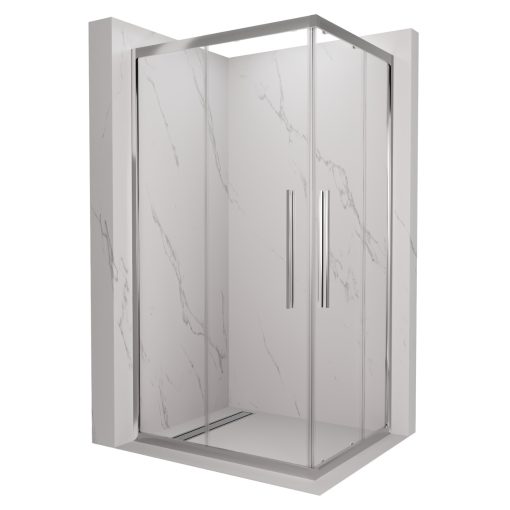 HD Elio+ 70x100 aszimmetrikus szögletes két tolóajtós zuhanykabin 6 mm vastag vízlepergető biztonsági üveggel, krómozott elemekkel, 190 cm magas