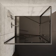 HD Elio+ 70x100 aszimmetrikus szögletes két tolóajtós zuhanykabin 6 mm vastag vízlepergető biztonsági üveggel, krómozott elemekkel, 190 cm magas