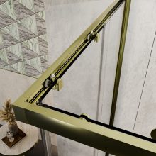 HD Elio+ Gold aszimmetrikus szögletes két tolóajtós zuhanykabin 6 mm vastag vízlepergető biztonsági üveggel, arany elemekkel, 190 cm magas
