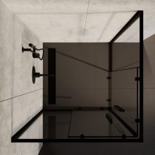 HD Elio+ Black 90x90 szögletes két tolóajtós zuhanykabin 6 mm vastag vízlepergető biztonsági üveggel, fekete elemekkel, 190 cm magas