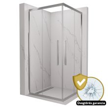 HD Elio+ 100x100 szögletes két tolóajtós zuhanykabin 6 mm vastag vízlepergető biztonsági üveggel, krómozott elemekkel, 190 cm magas