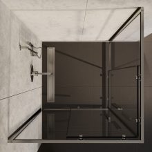 HD Elio+ 100x100 szögletes két tolóajtós zuhanykabin 6 mm vastag vízlepergető biztonsági üveggel, krómozott elemekkel, 190 cm magas