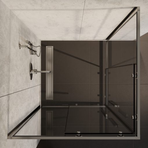 HD Elio+ 100x100 szögletes két tolóajtós zuhanykabin 6 mm vastag vízlepergető biztonsági üveggel, krómozott elemekkel, 190 cm magas