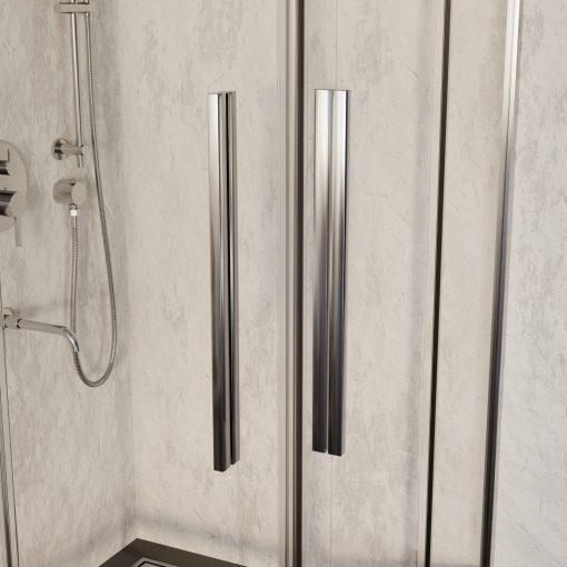 HD Elio+ 100x100 szögletes két tolóajtós zuhanykabin 6 mm vastag vízlepergető biztonsági üveggel, krómozott elemekkel, 190 cm magas