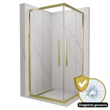 HD Elio+ Gold szögletes két tolóajtós zuhanykabin 6 mm vastag vízlepergető biztonsági üveggel, arany elemekkel, 190 cm magas