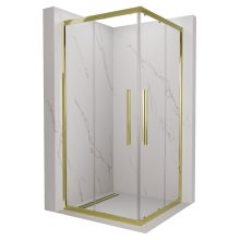 HD Elio+ Gold szögletes két tolóajtós zuhanykabin 6 mm vastag vízlepergető biztonsági üveggel, arany elemekkel, 190 cm magas