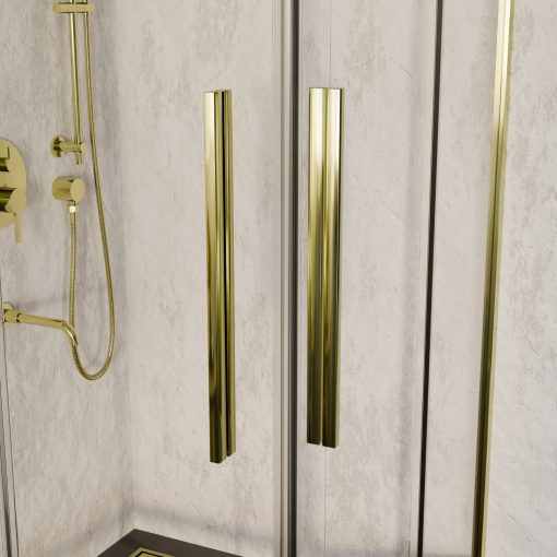 HD Elio+ Gold szögletes két tolóajtós zuhanykabin 6 mm vastag vízlepergető biztonsági üveggel, arany elemekkel, 190 cm magas