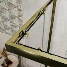 HD Elio+ Gold szögletes két tolóajtós zuhanykabin 6 mm vastag vízlepergető biztonsági üveggel, arany elemekkel, 190 cm magas