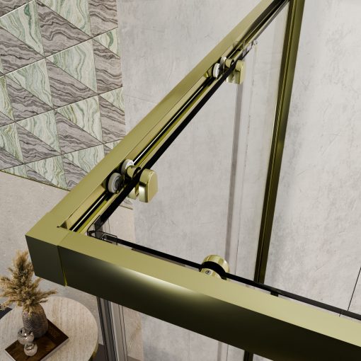 HD Elio+ Gold szögletes két tolóajtós zuhanykabin 6 mm vastag vízlepergető biztonsági üveggel, arany elemekkel, 190 cm magas