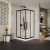   HD Elio+ Black 80x80 szögletes két tolóajtós zuhanykabin fehér magas zuhanytálcával és fekete szifonnal, fekete elemekkel, 190 cm magas