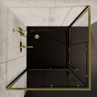 HD Elio+ Gold 90x90 szögletes két tolóajtós zuhanykabin fekete slim zuhanytálcával és arany szifonnal, arany elemekkel, 190 cm magas
