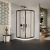   HD Elio Black 80x80 íves két tolóajtós zuhanykabin fehér magas zuhanytálcával és fekete szifonnal, fekete elemekkel, 190 cm magas
